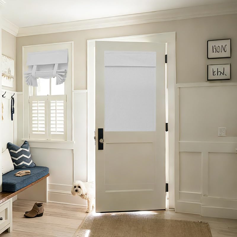 100% Blackout Linen French Door Curtain 30x40 Inch, White - view 3