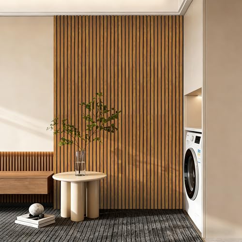 Acoustic Wood Slat Wall Panels for Wall 2pack Wood Slat Panels for Wall 47.2”x23.6” Wooden Acoustic Venner Panels 3D, Fluted Wall Slat Panels 0.82”in - view 4