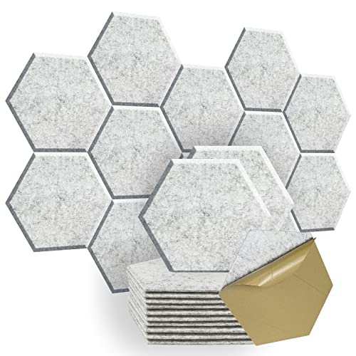 12 Pack Acoustic Panel Self-Adhesive, Hexagon Sound Proof Padding