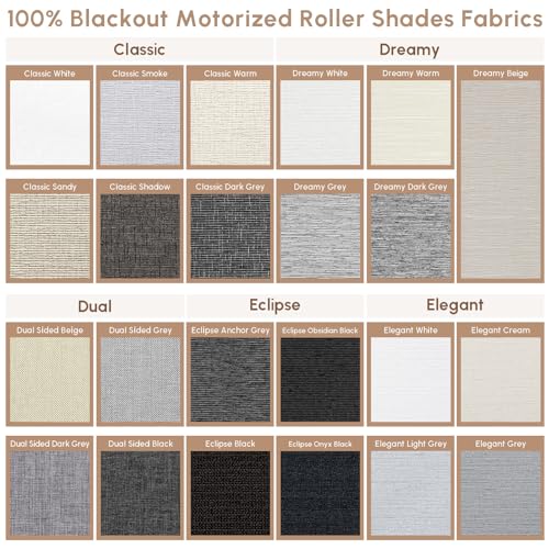 No Drill Motorized Blinds with Remote, 100% Blackout Roller Shades - view 2
