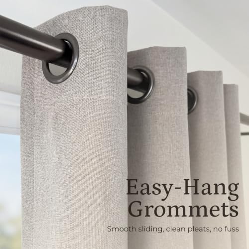 Linen Look 100% Blackout Bedroom Curtains, 96 Inch Long, Taupe - view 4