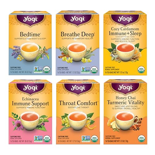 Yogi Get Well Organic Tea Sampler, 16 Tea Bags (6 Pack)