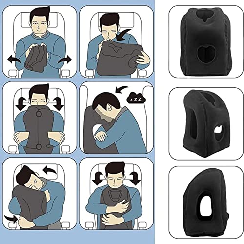 Inflatable Travel Pillow, Multifunction Travel Neck Pillow Air Cushion, Comfortable Airplane Travel Pillow, Portable Neck Support Pillow on Flights, Car, and at Home(Grey) - view 5