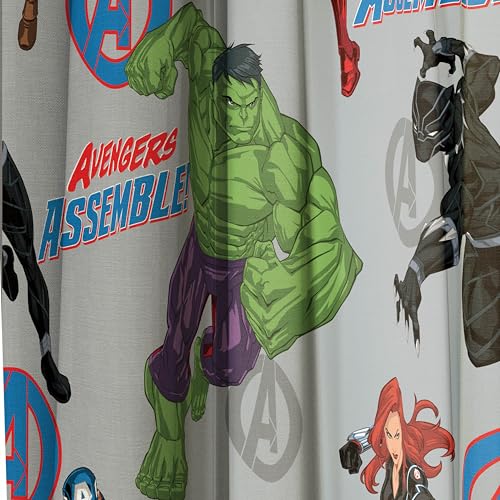 Window Curtains for Kids Bedroom 4-Piece Drape Set with 2 Tiebacks, Grey - Avengers, 42" W x 84" L (Pack of 2) - view 4