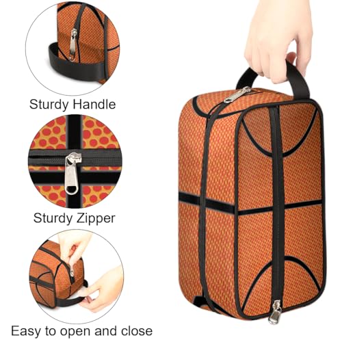 Kids Travel Toiletry Bag - Waterproof Hanging Cosmetic Hygiene Bags for Boys Men - Basketball Pattern Large Shave Kit for Toiletries Accessories Bathroom Stuff - view 2