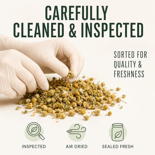 Organic Chamomile Flowers (4 oz) – Whole Egyptian Chamomile Loose Leaf Herbal Tea, Caffeine-Free, Premium Dried Chamomile Flowers for Tea, Baths & Blends - view 5