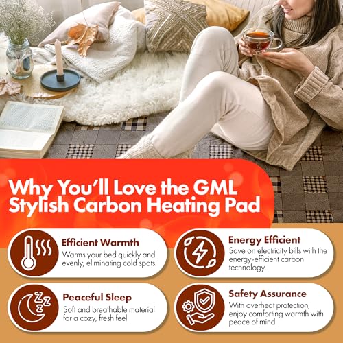 GML Bedding Heated Mattress Pad Toppers – Electric Bed Warmer with Smart Controller, Waterproof Quilted Layer, Adjustable Timer, Machine Washable, Dual Heat System for Comfortable Sleep, Queen 71x55 - view 3