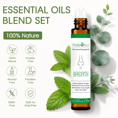 Aromatherapy Oils Roller Set, Natural Pre-diluted Essential Oils Roll On with Glass Rollerball, Relaxation Gift for Women & Men, Christmas Gift, Pack 4 x 0.33fl.oz - view 4