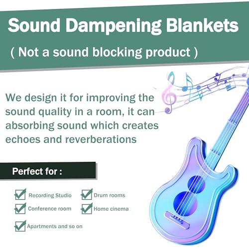 Studio Sound Blanket, Large Soundproof Blanket with Grommets, Heavy Duty Sound Dampening Noise Reducing Divider for Workshop, Basement, Laundry, Acoustic (Black, 96x80'') - view 5