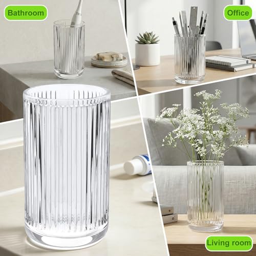 2 PCS Glass Tumbler Cups, Clear Glass Toothbrush Holder, 12 Oz - view 7