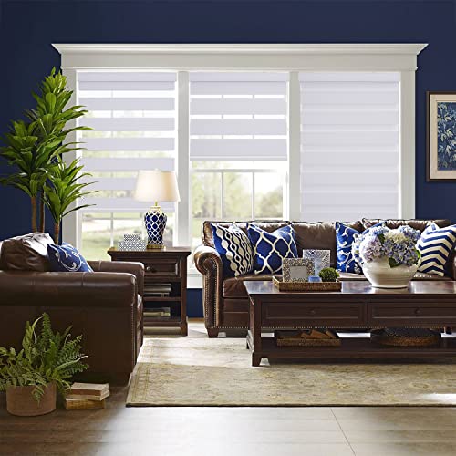 Custom Zebra Blinds 85% Blackout Cordless Custom Size Shades White - view 2