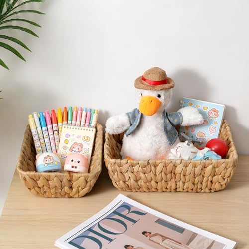 Small Wicker Baskets for Organizing 2 Pack, Hand Woven Baskets for Storage, Towels and Toilet Paper Organization, Woven Gift Basket,Countertop Baskets Set for Organizing - view 2