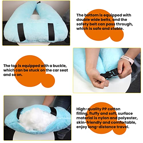 Travel Pillow Car Pillow(28x18in) U Shaped Cushion Pillow, Long Distance Travel Sleep Pillow for Head and Body Support for Adults Children (Blue) - view 3