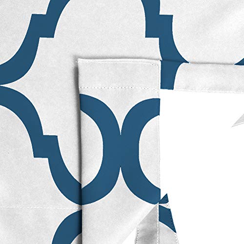 Moroccan Thermal Insulated Tie Up Shade Room Darkening Blackout Rod Pocket Curtain for Small Window, 42 by 63 Inch, Off White/Royal Blue (1 Panel) - view 5