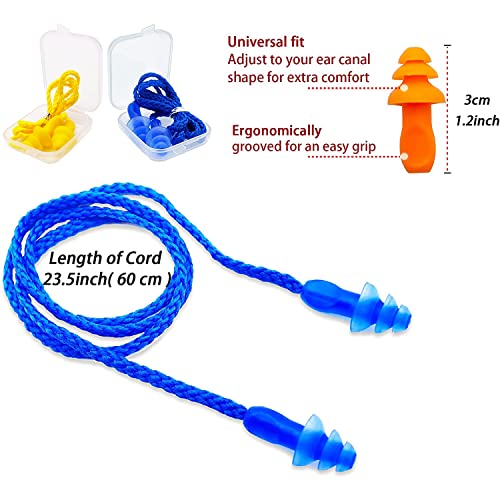 Ear Plugs for Sleeping Noise Canceling, 16 Pairs Reusable Ear Plugs Soft Silicone Earplugs Noise Reduction with Nylon Cord Hearing Protection for Shooting,Snoring,Travel, Work, Studying, Loud Noise - view 3