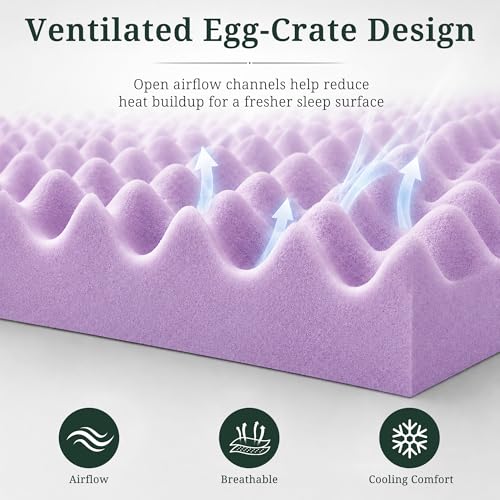2 Inch Egg Crate Memory Foam Mattress Topper Full, Pressure Relief - view 5