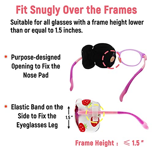 3D Cotton & Silk Eye Patch for Kids | Girls Eye Patch for Glasses | Medical Eyepatch for Children with Lazy Eye (Strawberry, Left Eye) - view 4