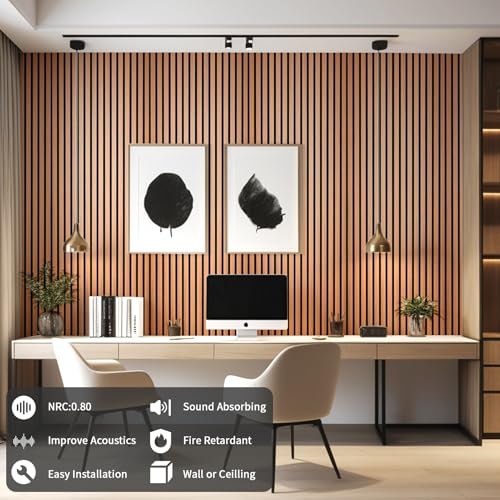 Soundproof Wood Slat Wall Panel, Thick, 2 Pack, Red Oak - view 4