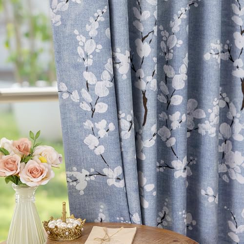 Blue Blackout Floral Curtains for Bedroom, 72 Inches, 2 Panels - view 5