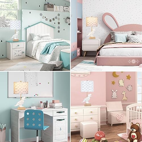 Kids Dinosaur Table Lamp for Boys Girls Bedroom 23" Bedside Lamp for Children Gift Cute Small White Nightstand Lamp for Nursery(LED Bulb Included) - view 2