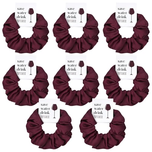 Burgundy Bachelorette Party Favors Set of 8 Themed Bridesmaid Proposal Gifts Satin Scrunchies Hair Ties Bridal Shower Wedding Favors for Women