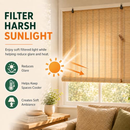 Bamboo Blinds for Interior Windows, Custom Roll Up Shades - view 4