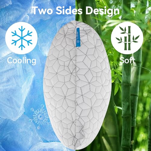 Cooling Shredded Memory Foam Pillows for Sleeping 2 Pack, Adjustable Bed Pillow for Side Back Stomach Sleepers Luxury Gel Pillows Queen Size Set of 2 with Washable Removable Cover - view 3