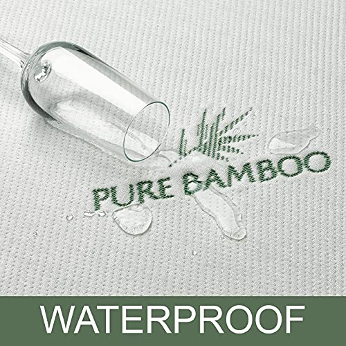 Queen Mattress Protector, Waterproof - Viscose Derived from Bamboo, Breathable, Noiseless Mattress Cover Protects Against Moisture, Spills, Stains (Queen) - view 3