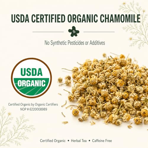 Organic Chamomile Flowers (4 oz) – Whole Egyptian Chamomile Loose Leaf Herbal Tea, Caffeine-Free, Premium Dried Chamomile Flowers for Tea, Baths & Blends - view 2