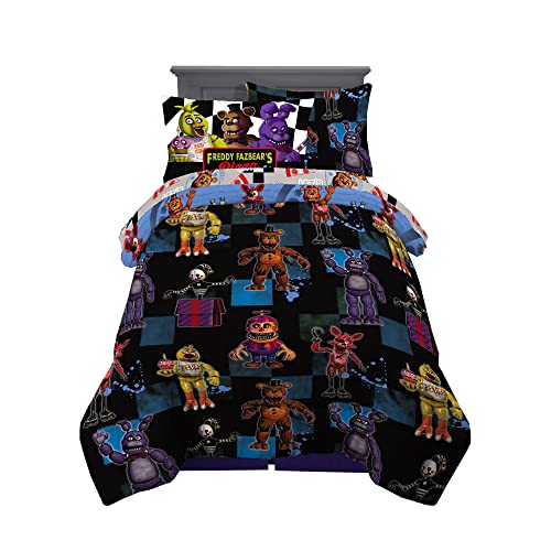 Kids Bedding Super Soft Comforter and Sheet Set with Sham, 5 Piece Twin Size, Five Nights At Freddy's