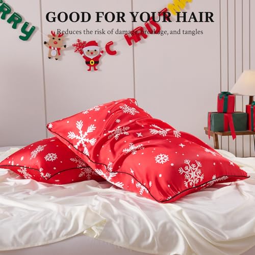 Christmas Rayon Derived from Bamboo Pillow Cases Set of 2, Similar to Silk, Smooth Soft, Zipper Closure, Standard Size - view 5