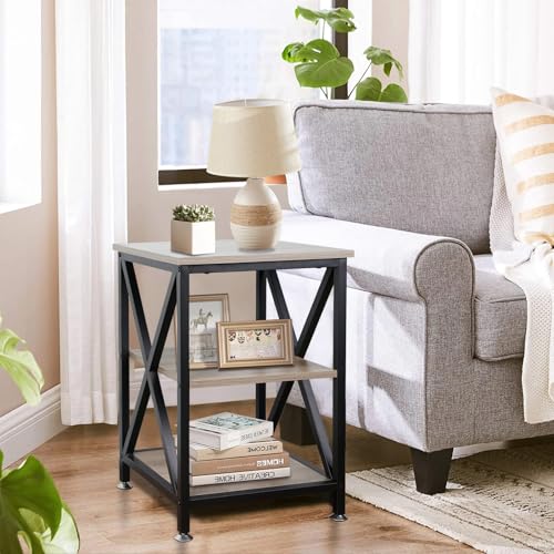 End Tables Living Room Set of 2, 16" D x 16" W x 24" H, Indoor End Tables Living Room with Storage Shelf, Square End Table Set of 2, X-Shaped Night Stands for Bedroom, Farmhouse Wood Side Tables - view 2