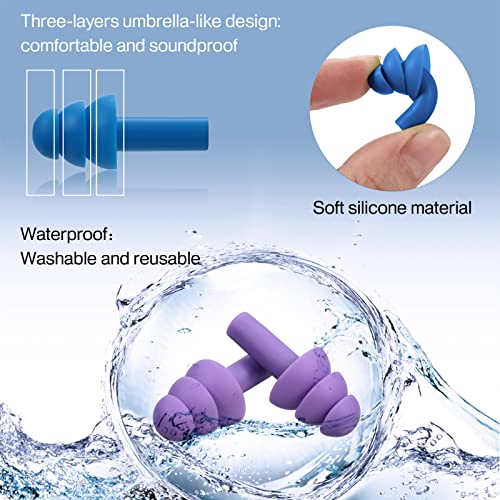 48 Pairs Ear Plugs Bulk Silicone Waterproof Reusable, Bright Colors - view 2