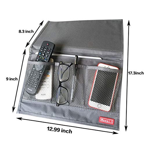 Bedside Storage Organizer with 4 Pockets, Bedside Caddy, Table Cabinet Storage Organizer for TV Remote Control, Phones, Magazines, Tablets, Accessories, Grey - view 3