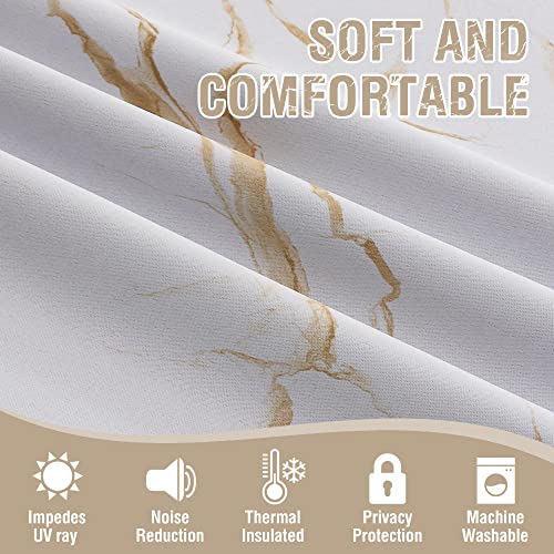 100% Blackout Curtains 84 inch Length 2 Panels Set Marble Designs Printed Drapes Thermal Curtains for Bedroom with Black Liner Sound Proof Curtains, Gold - view 4