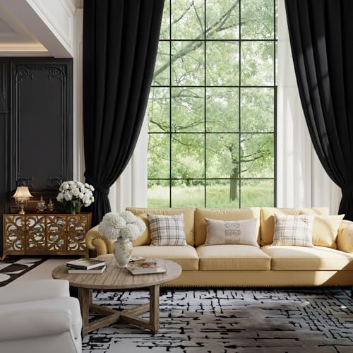 Black 192 inch Long Velvet Curtains for High Living Room - view 2