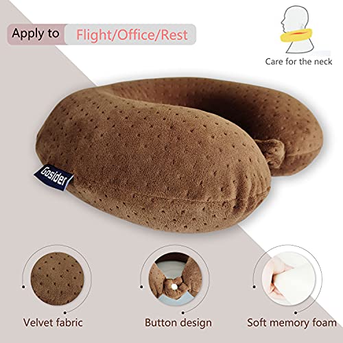 Memory Foam Travel Pillow, U Shape Neck Pillows, Brown - view 2