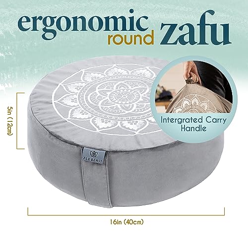 Meditation Cushion & Zabuton Meditation Mat Bundle- Premium Velvet Meditation Pillow for Women and Men,Washable Cover, Buckwheat Round Floor Pillow & 100% Cotton Square Floor Cushion - view 4