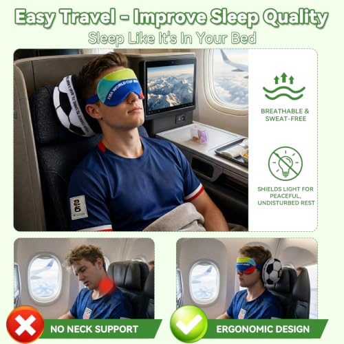 FIFA World Cup 2026 Travel Pillow with Eye Mask, Soccer Ball Neck Pillow - view 4