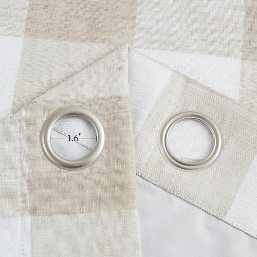 Buffalo Tan White Plaid Full Blackout Window Curtains 84 Inches Long - view 6