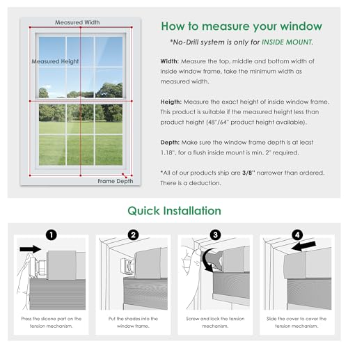 No Drill Cordless Cellular Shades, 25" W x 48" H, Dark Coffee - view 6