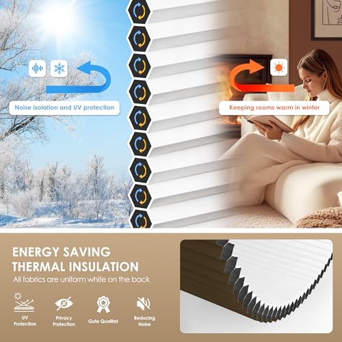 No Drill Cordless Cellular Shades, 25" W x 48" H, Dark Coffee - view 4