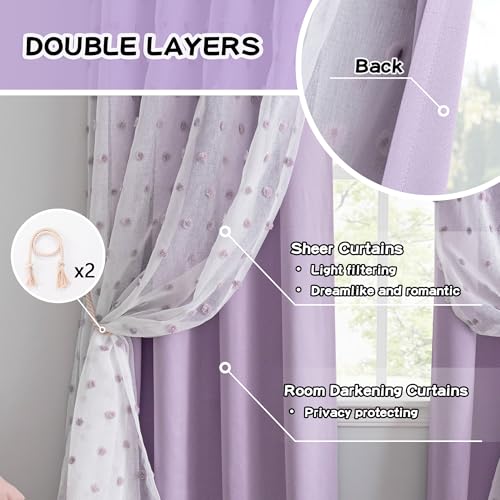 Purple Blackout Girls Curtains for Sliding Door 95 Inch 2 Panels - view 3