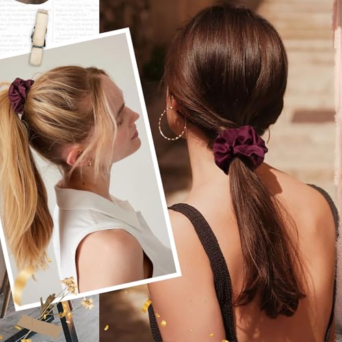 Burgundy Bachelorette Party Favors Set of 8 Themed Bridesmaid Proposal Gifts Satin Scrunchies Hair Ties Bridal Shower Wedding Favors for Women - view 5
