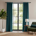 Teal Blue Velvet Blackout Curtains 84 inches Long for Bedroom