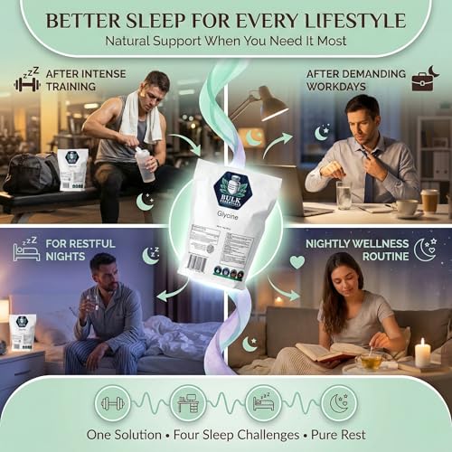 Glycine Supplement – Pure 3g Glycine Powder for Sleep, Calm & Recovery – USA Made Sleep Aid for Men & Women – Non-GMO – 3.52Oz for 33 Servings - view 3