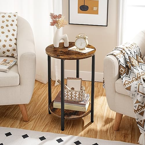 Round Side Table, Wooden Look Accent End Table for Sofa Couch - view 4