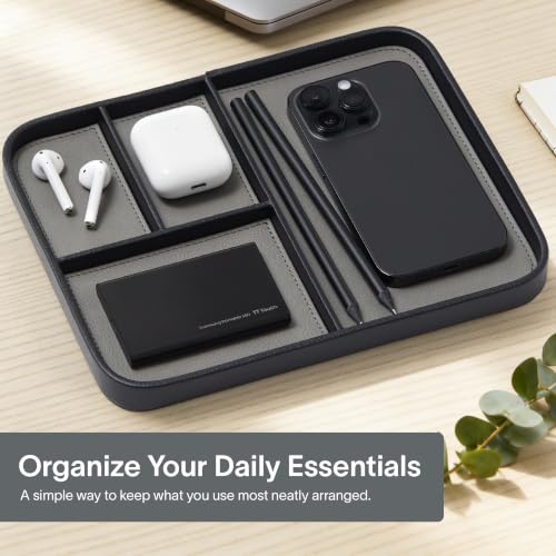 Nordik Leather Valet Tray - Medium EDC Tray - Pebble Black 9.5 x 7.9 in - view 2