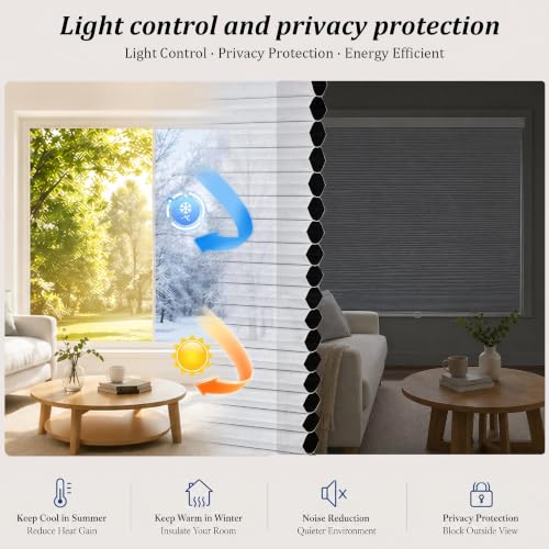 No Tools No Drill Cordless Blackout Cellular Shades White, 39" W x 48" H - view 6