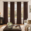 Brown Pinch Pleated Velvet Curtains 84 Inches Long 4 Panels Set
